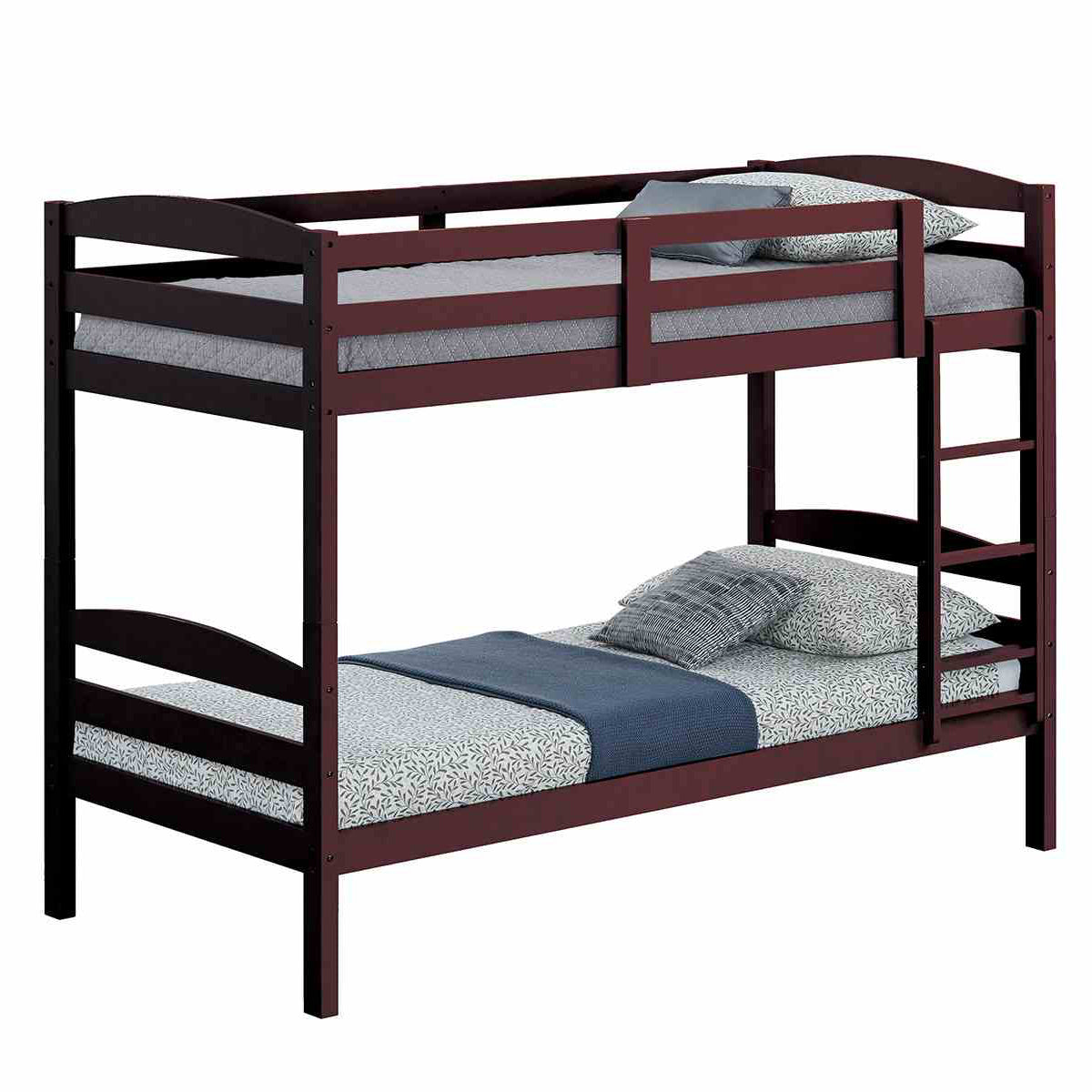 Twin Over Twin Bunk Bed in Gray, White & Espresso