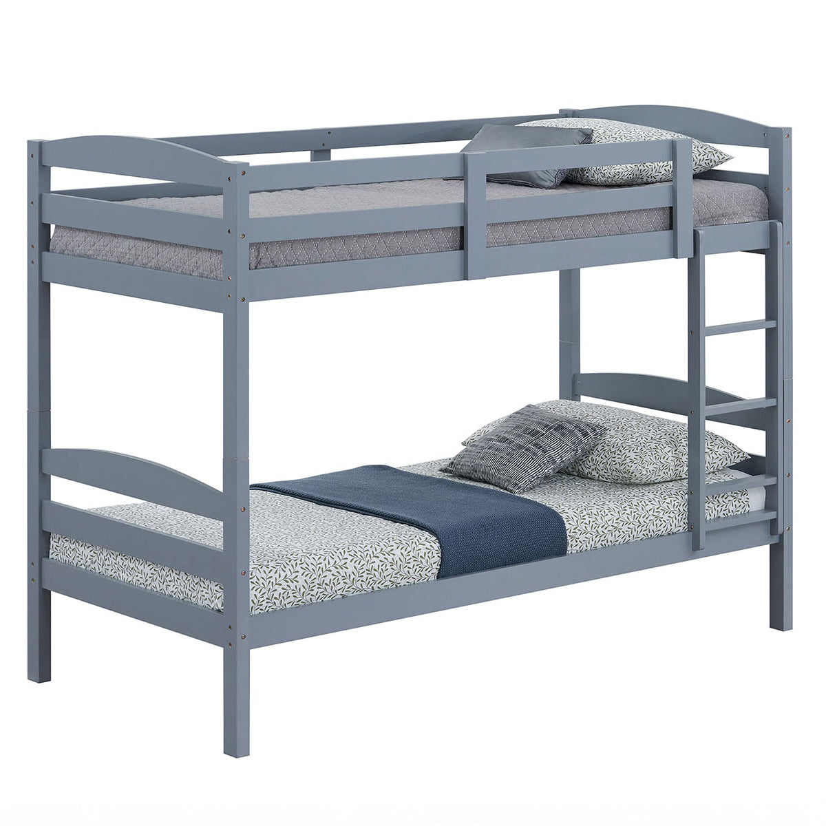 Twin Over Twin Bunk Bed in Gray, White & Espresso