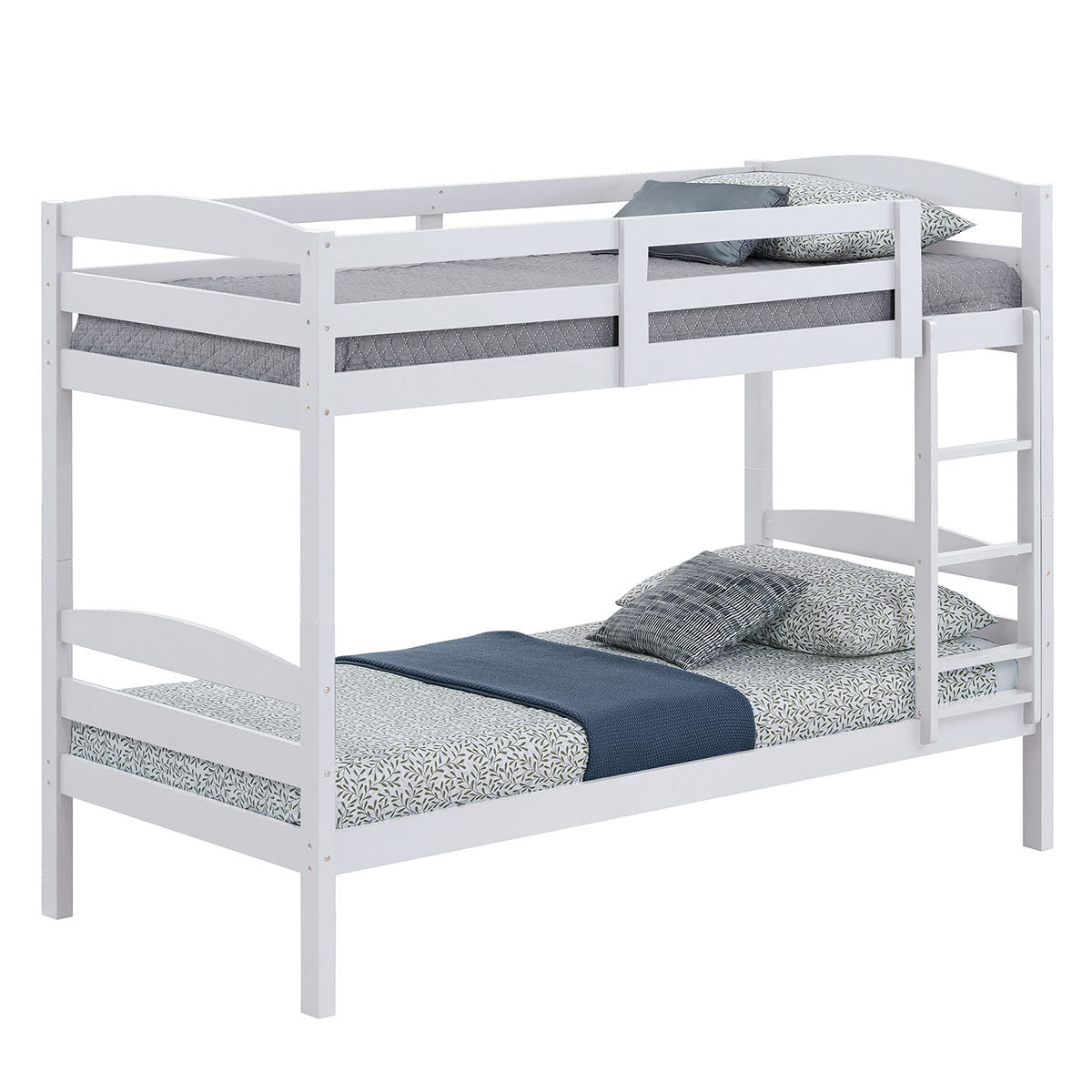 Twin Over Twin Bunk Bed in Gray, White & Espresso