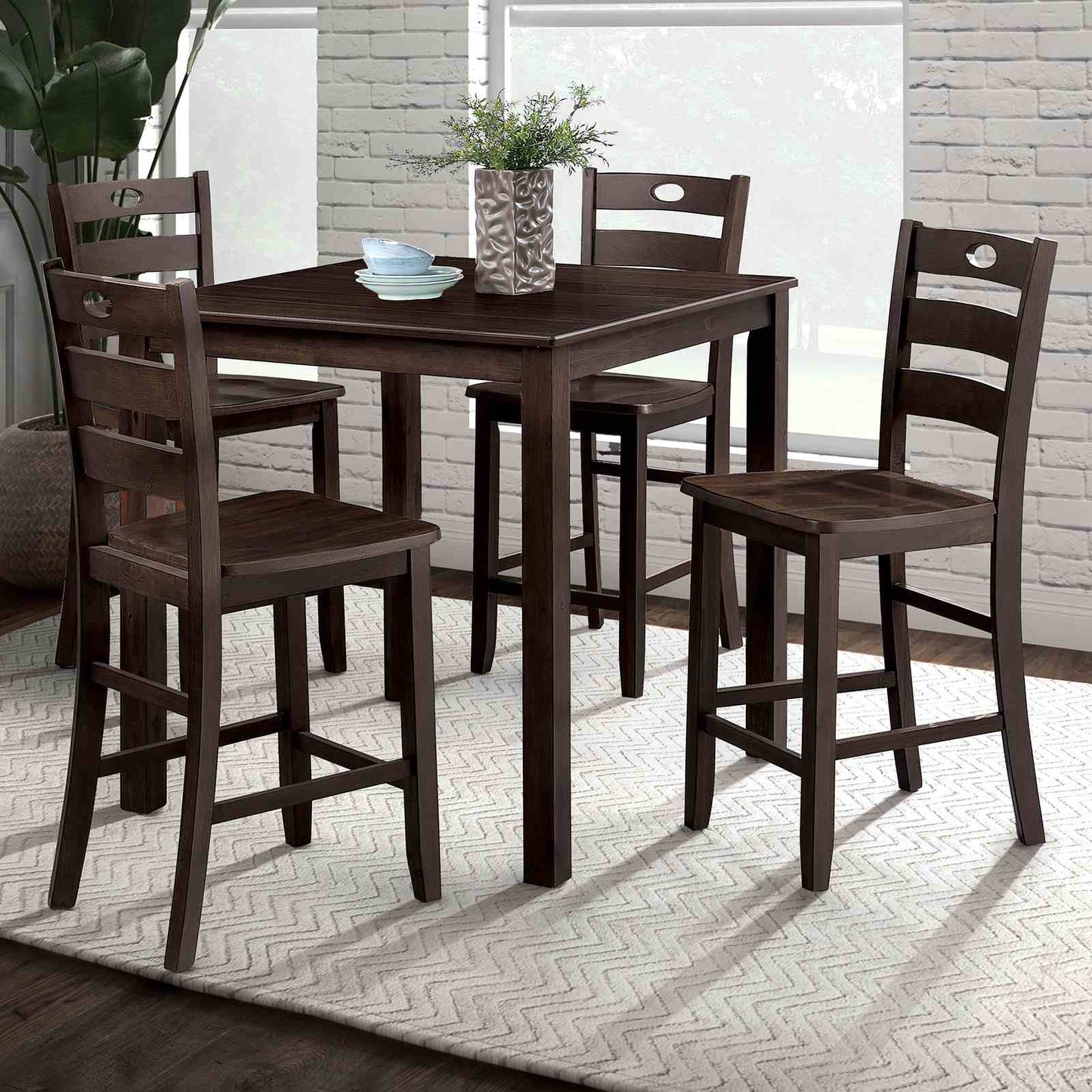 Transitional 5-Piece Counter Height Dining Set