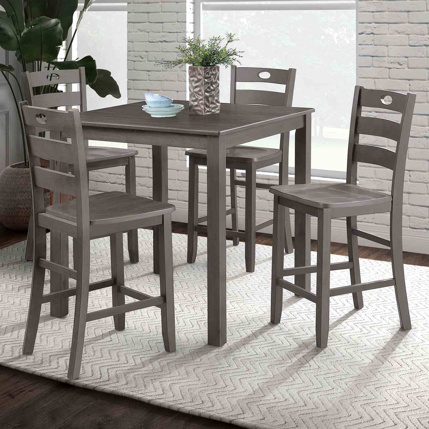 Transitional 5-Piece Counter Height Dining Set