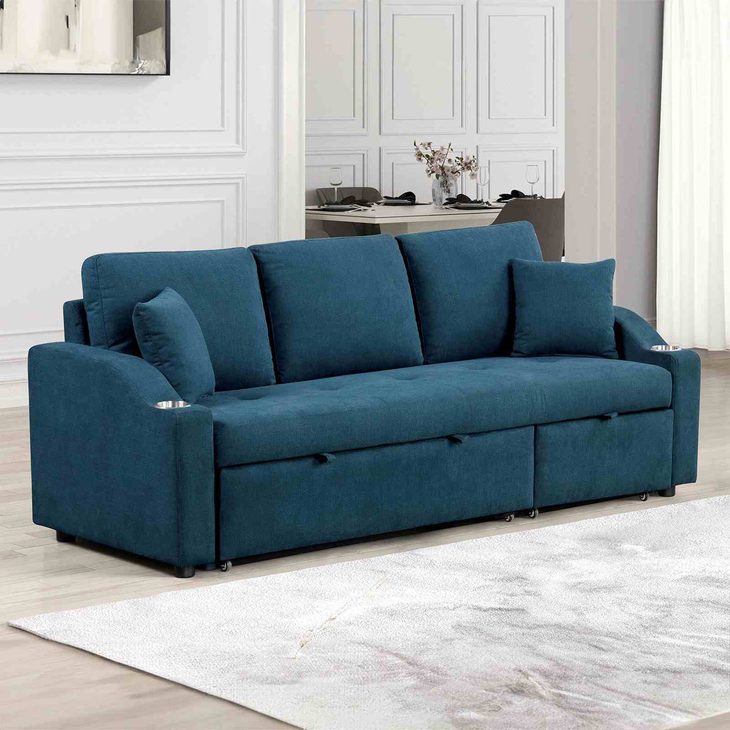 Blue Convertible Sleeper Sofa