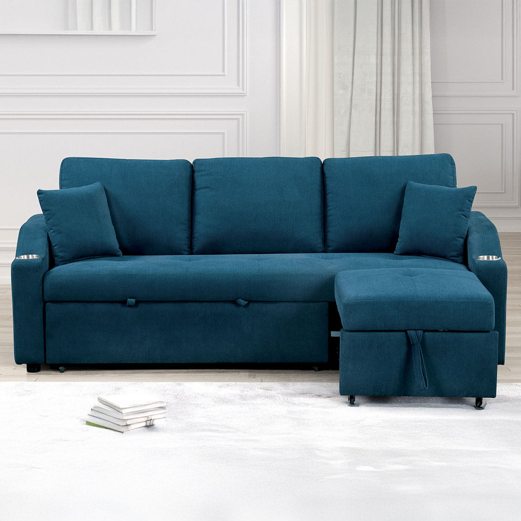 Blue Convertible Sleeper Sofa