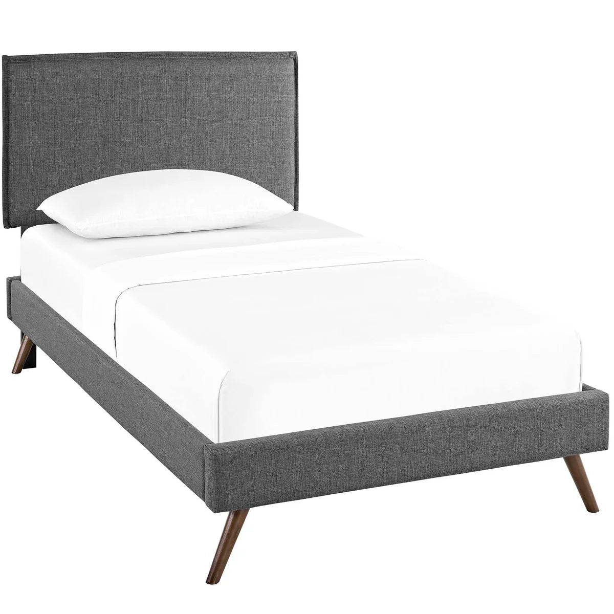 Mid-Century Modern Fabric Platform Bed