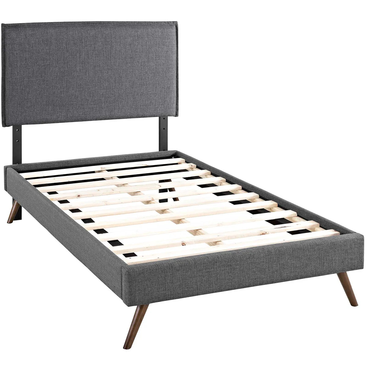 Mid-Century Modern Fabric Platform Bed