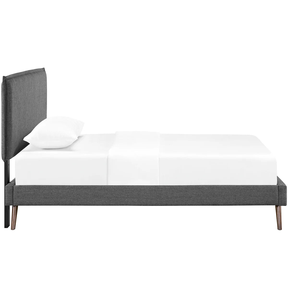 Mid-Century Modern Fabric Platform Bed