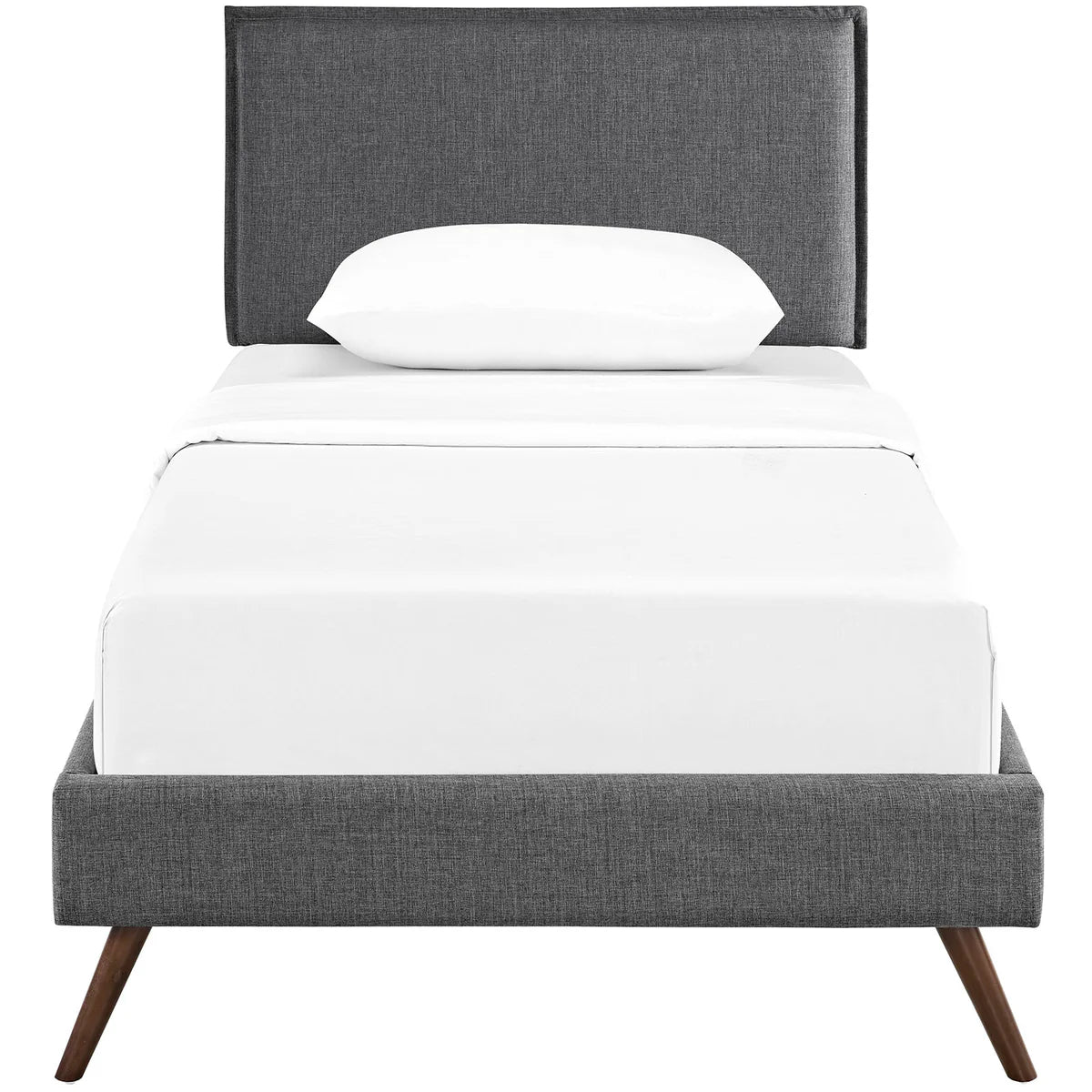 Mid-Century Modern Fabric Platform Bed
