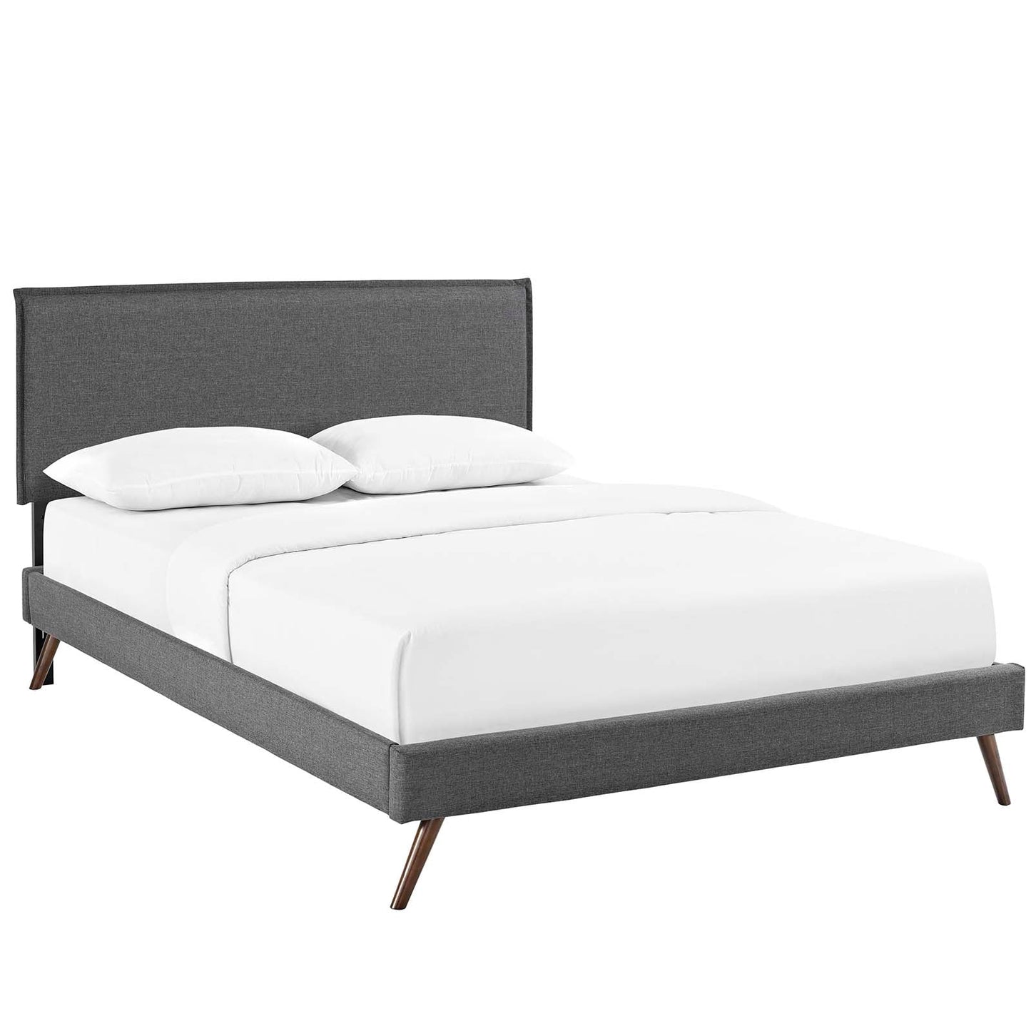 Mid-Century Modern Fabric Platform Bed