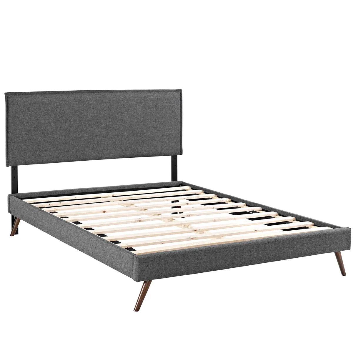Mid-Century Modern Fabric Platform Bed