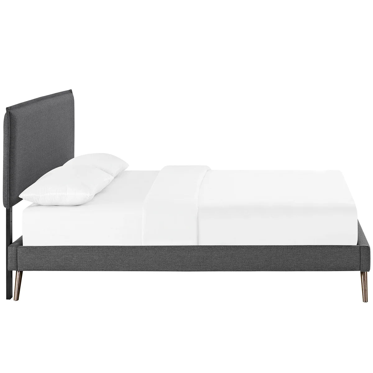 Mid-Century Modern Fabric Platform Bed