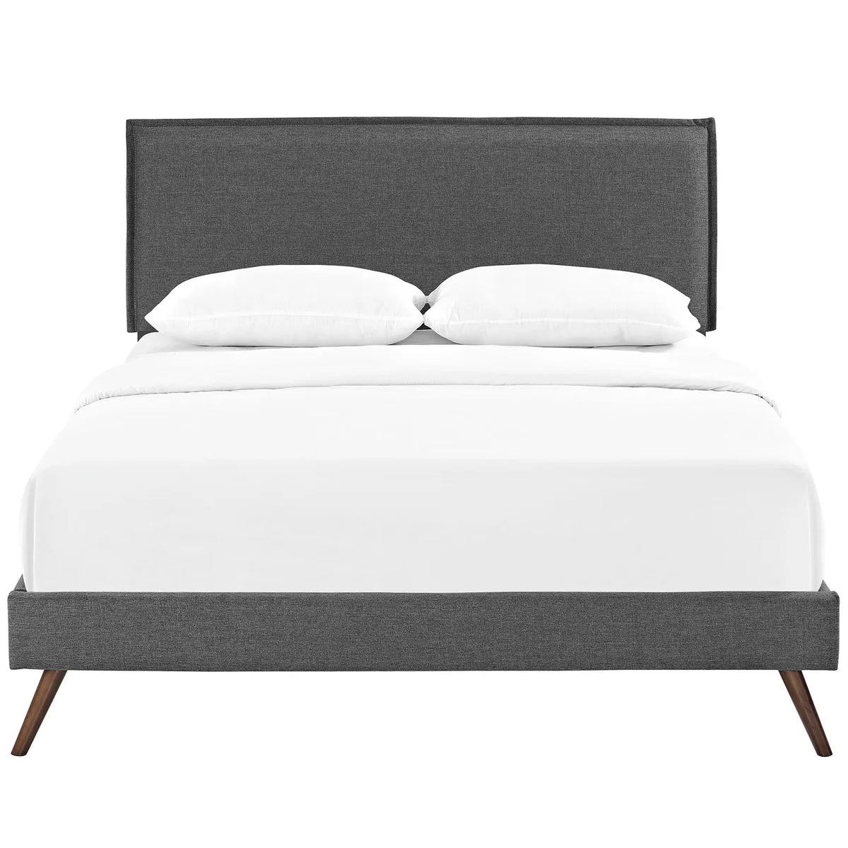 Mid-Century Modern Fabric Platform Bed