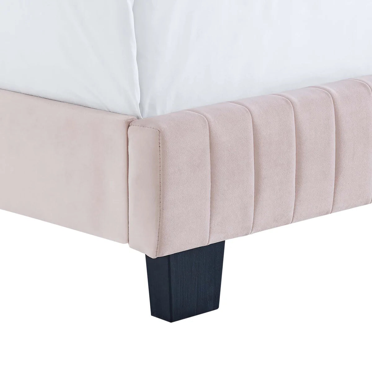 Channel Tufted Performance Pink Velvet Platform Bed