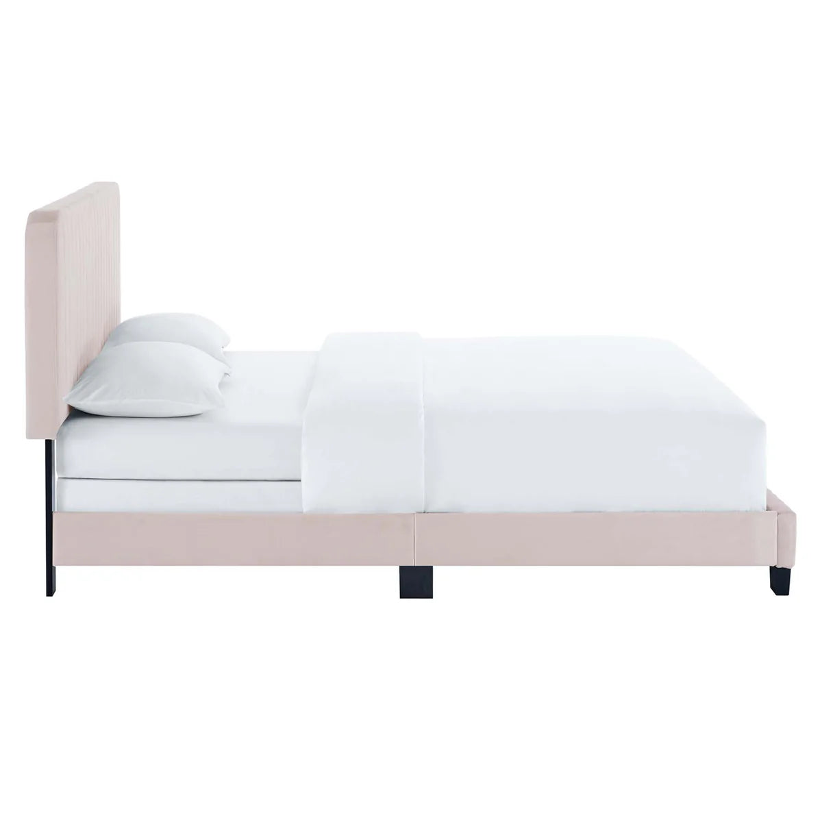 Channel Tufted Performance Pink Velvet Platform Bed
