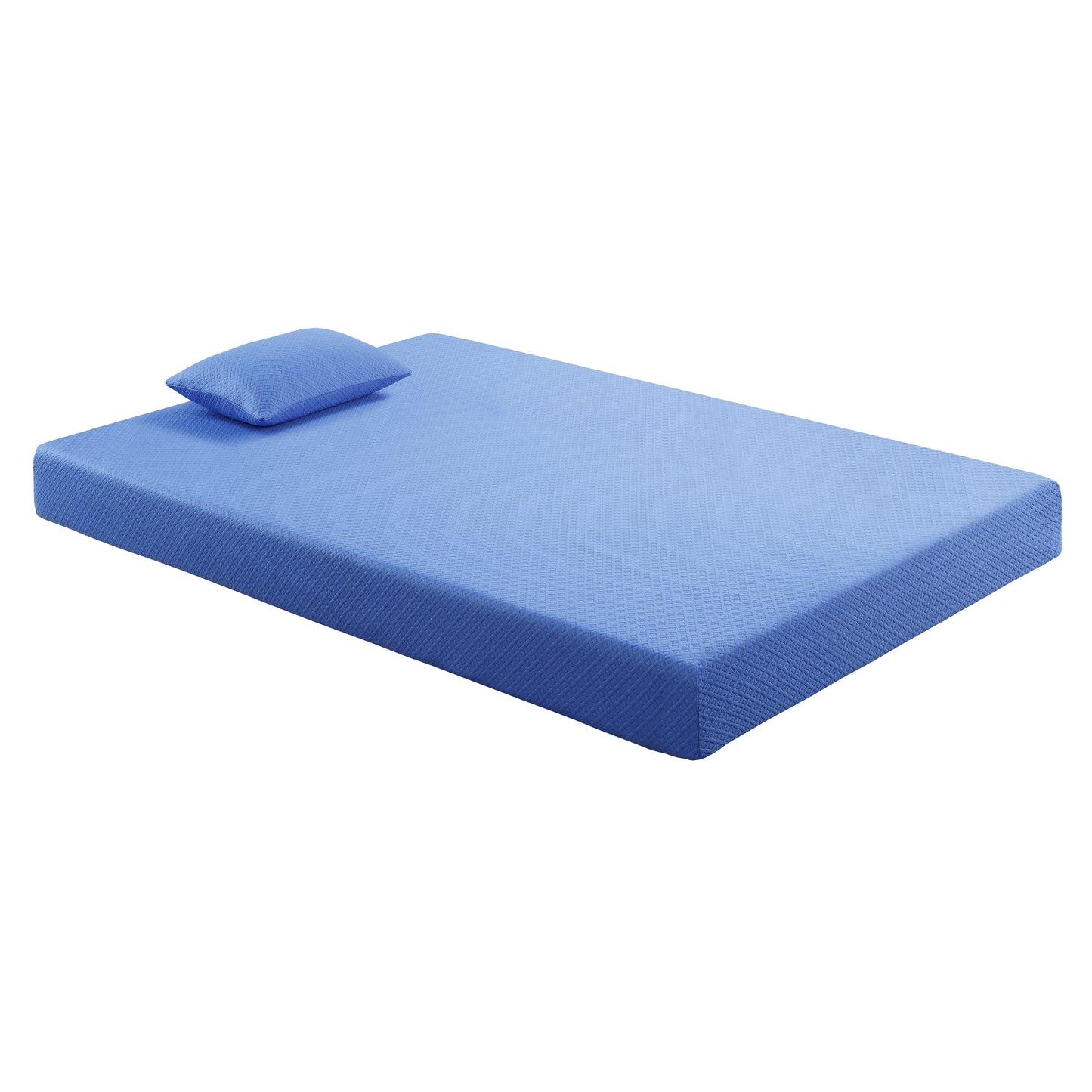 Firm 7" Blue Gel-Infused Memory Foam Mattress and Pillow Set