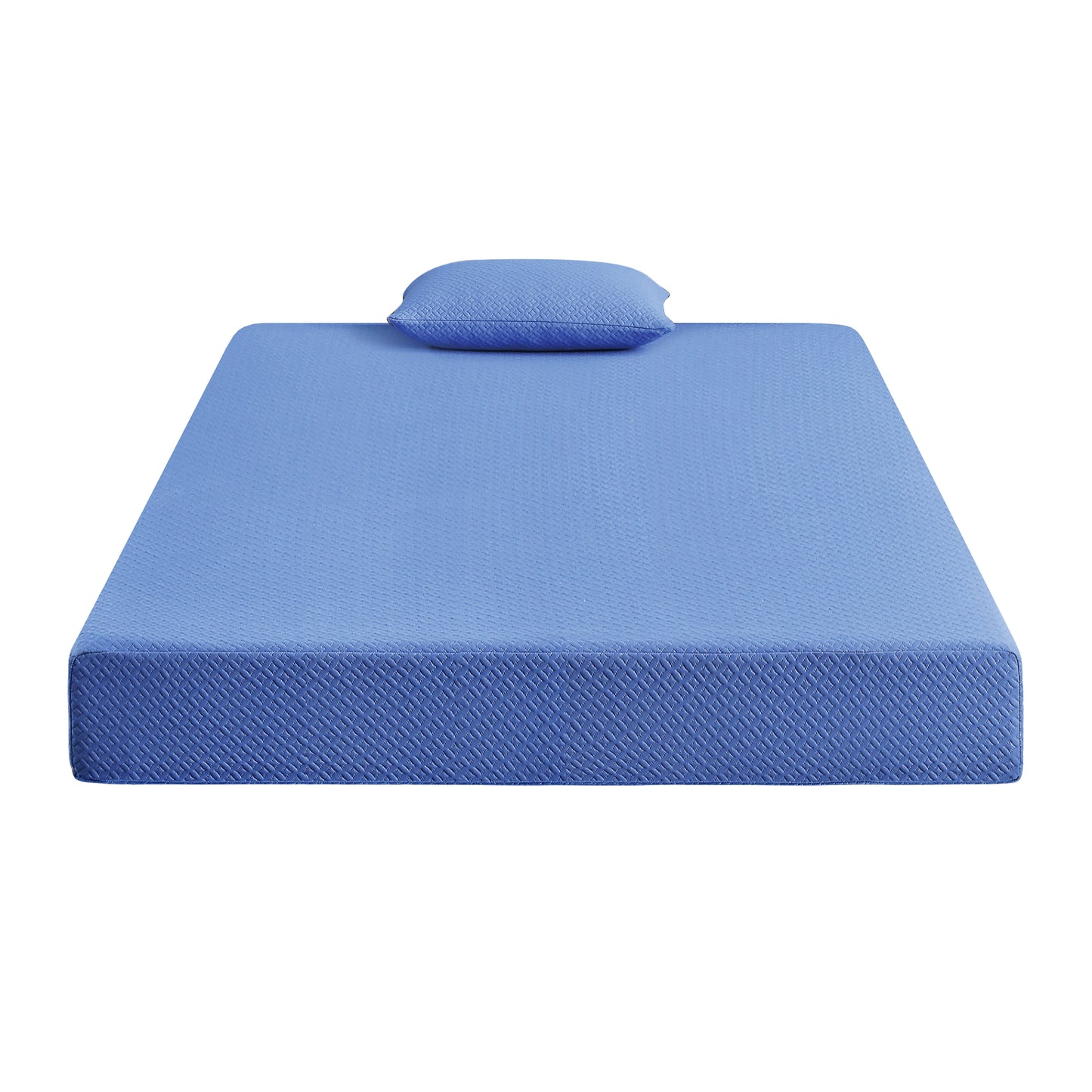 Firm 7" Blue Gel-Infused Memory Foam Mattress and Pillow Set