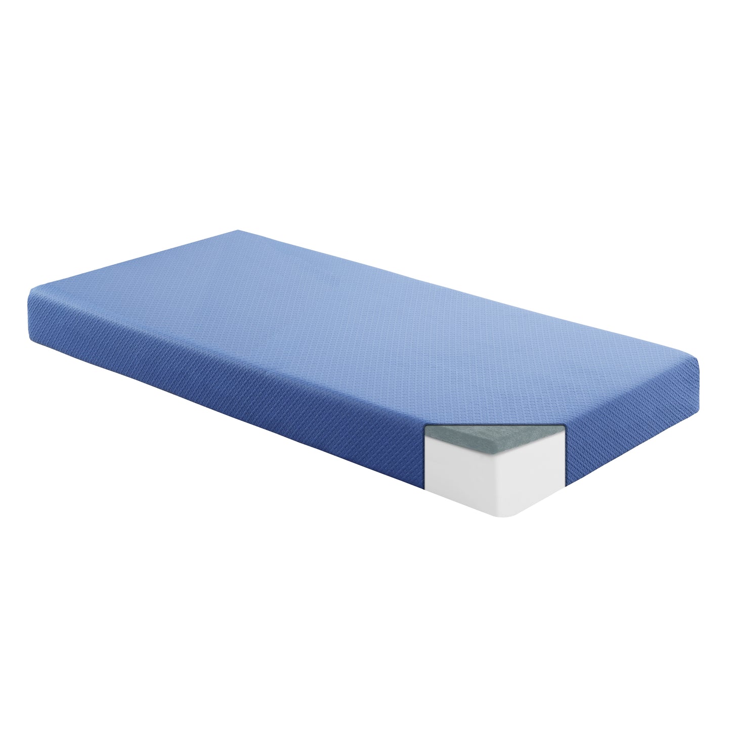Firm 7" Blue Gel-Infused Memory Foam Mattress and Pillow Set