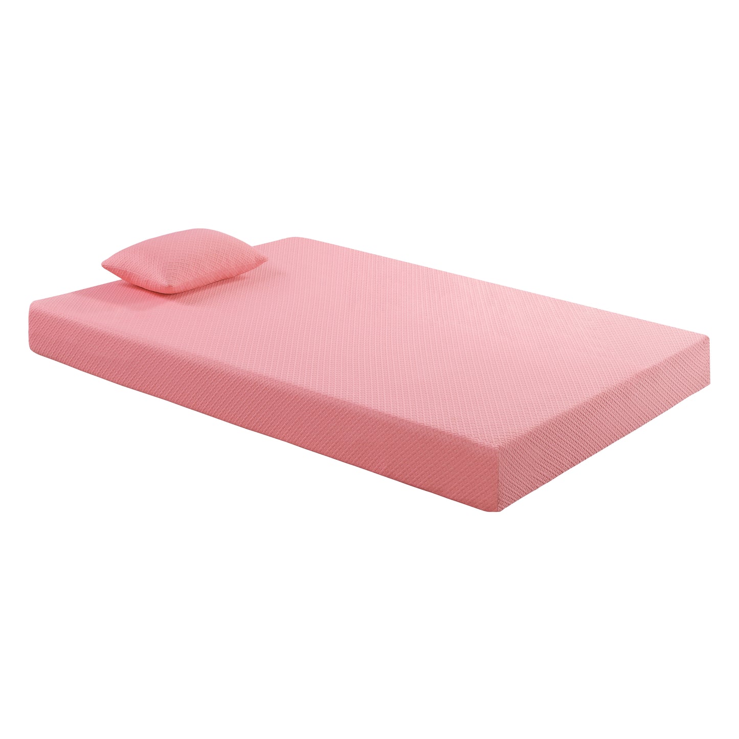 Firm 7" Pink Gel-Infused Memory Foam Mattress and Pillow Set