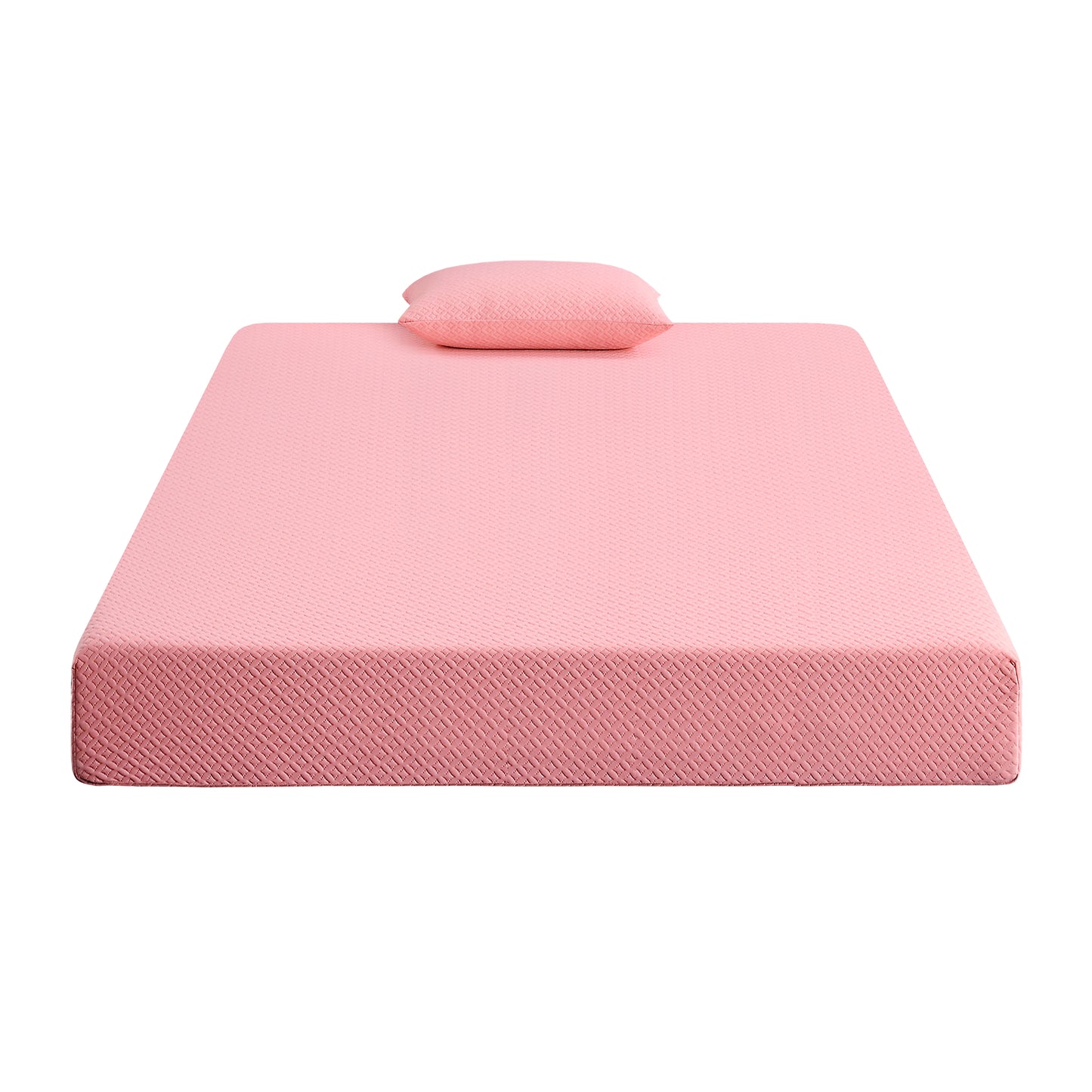 Firm 7" Pink Gel-Infused Memory Foam Mattress and Pillow Set