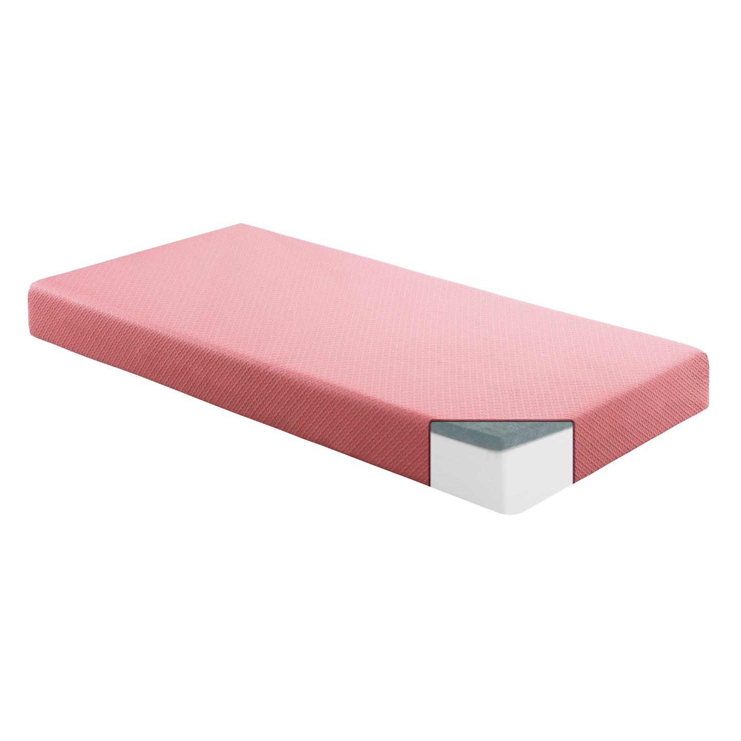 Firm 7" Pink Gel-Infused Memory Foam Mattress and Pillow Set