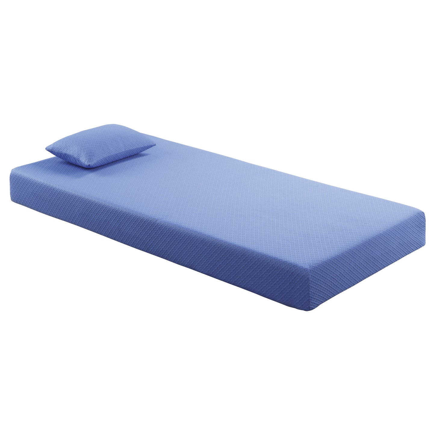 Firm 7" Blue Gel-Infused Memory Foam Mattress and Pillow Set