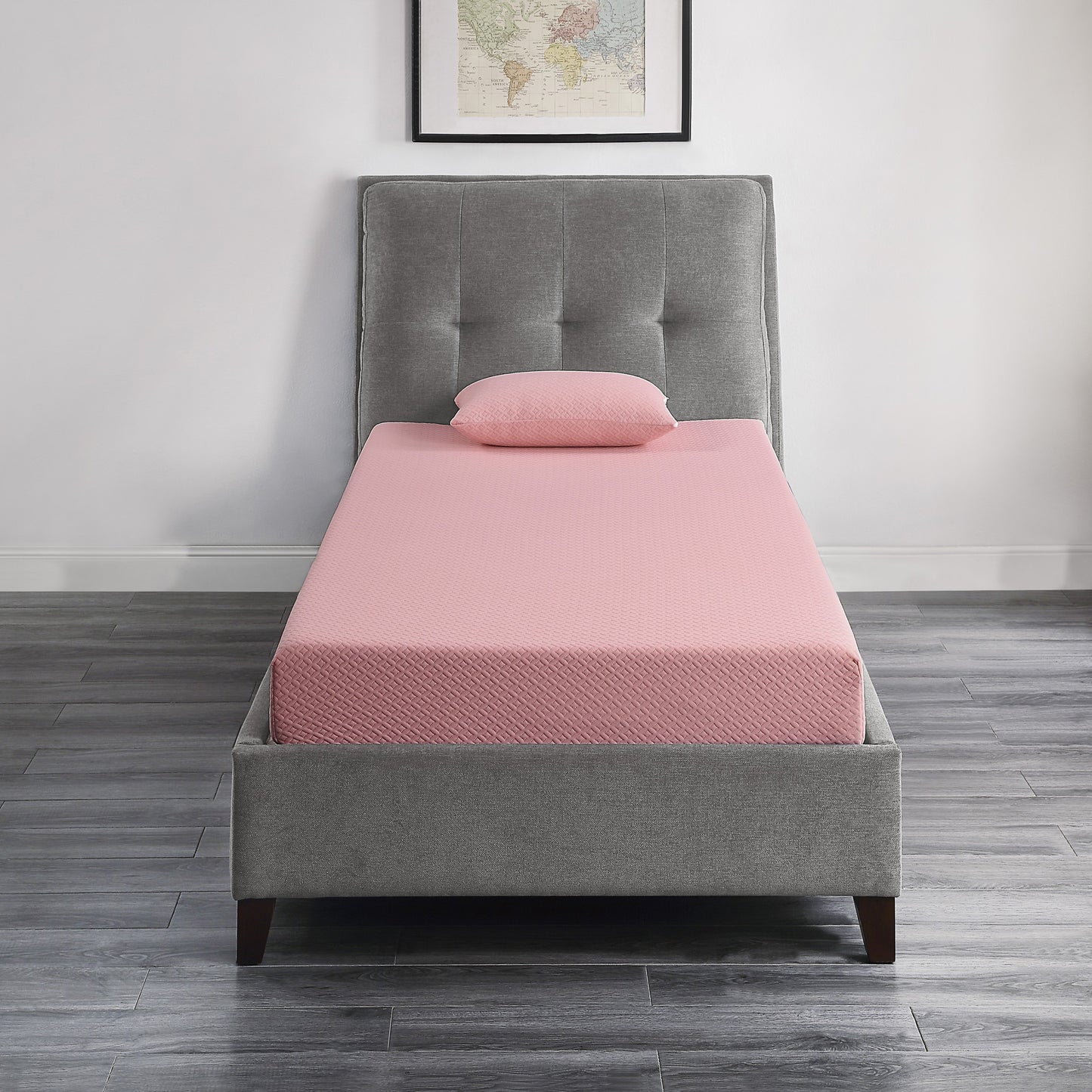 Firm 7" Pink Gel-Infused Memory Foam Mattress and Pillow Set