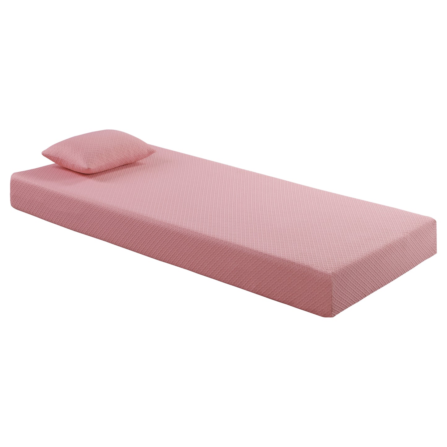 Firm 7" Pink Gel-Infused Memory Foam Mattress and Pillow Set