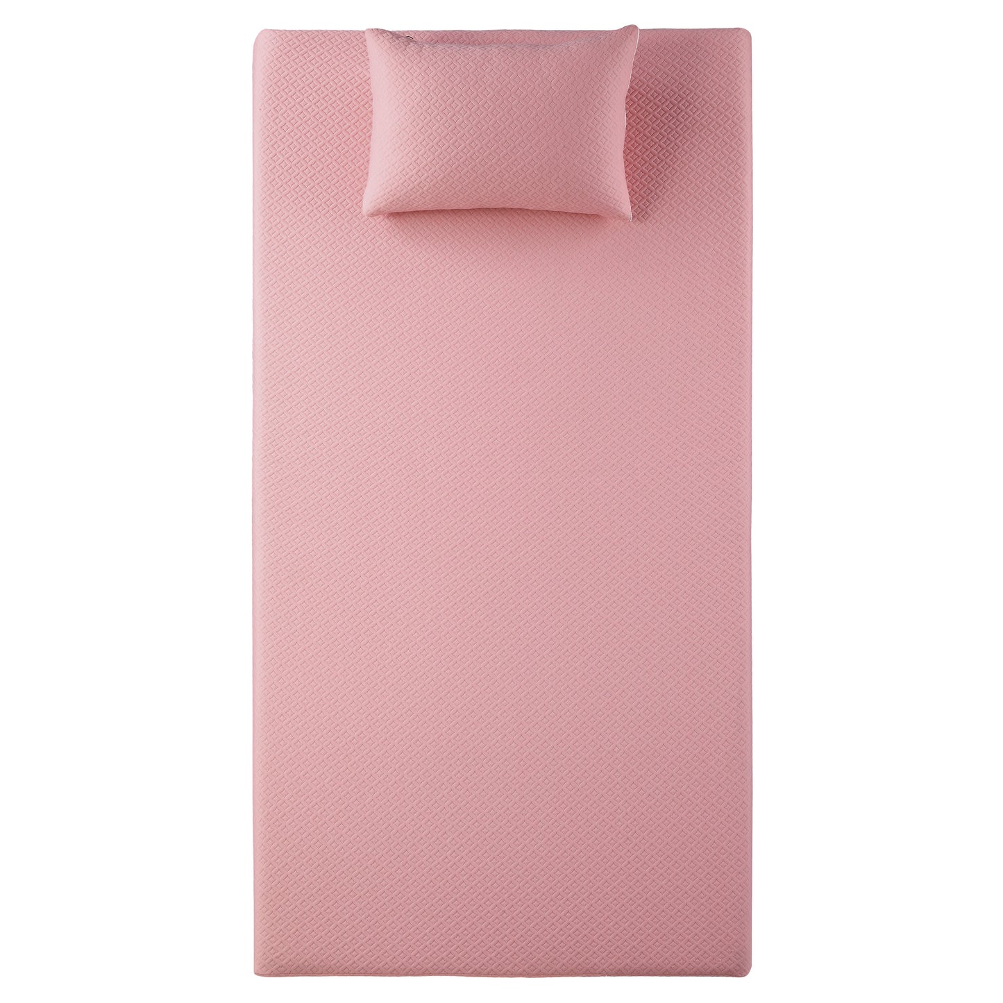 Firm 7" Pink Gel-Infused Memory Foam Mattress and Pillow Set