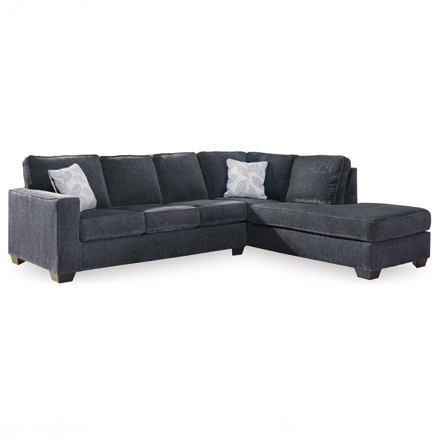 Dark Grey Sectional Chenille-Like Upholstered