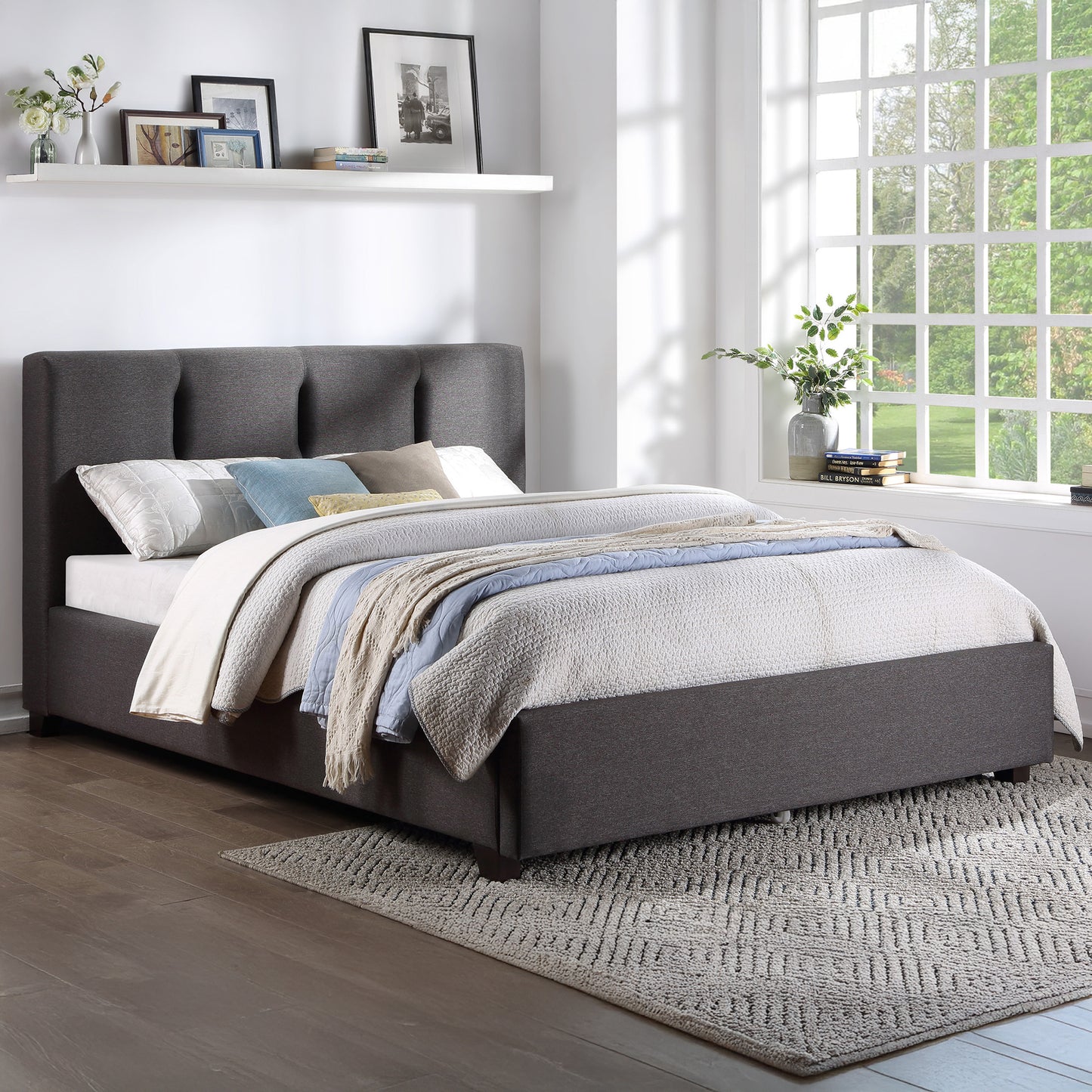 Modern Channel Tufted Upholstered Platform Bed