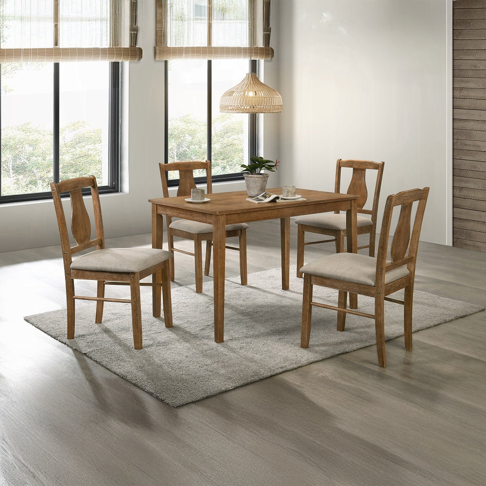 5-Piece Weathered Oak Dining Set