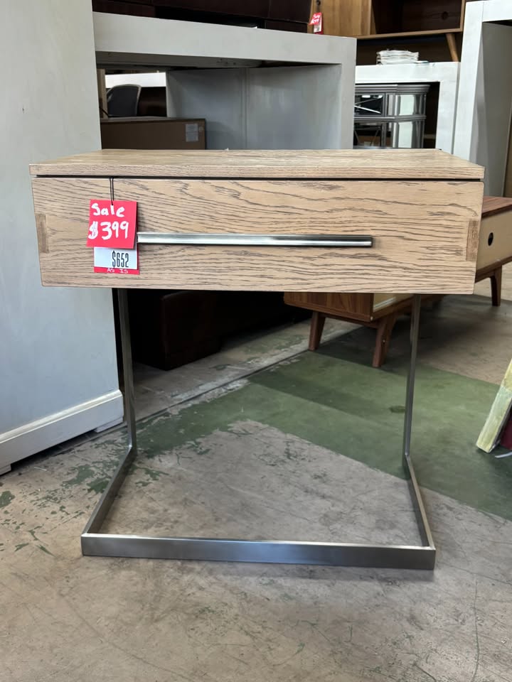 Modern Wood Nightstand with USB Ports